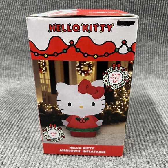 Gemmy HELLO KITTY 4.5’ Airblown Christmas Inflatable Lights Sanrio Berries NEW - Picture 7 of 11